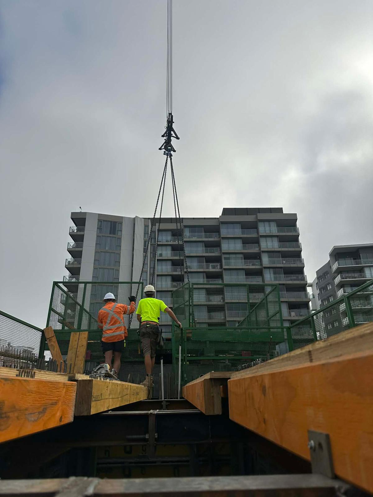 On-site structural steel installation with crane lift, Brisbane QLD