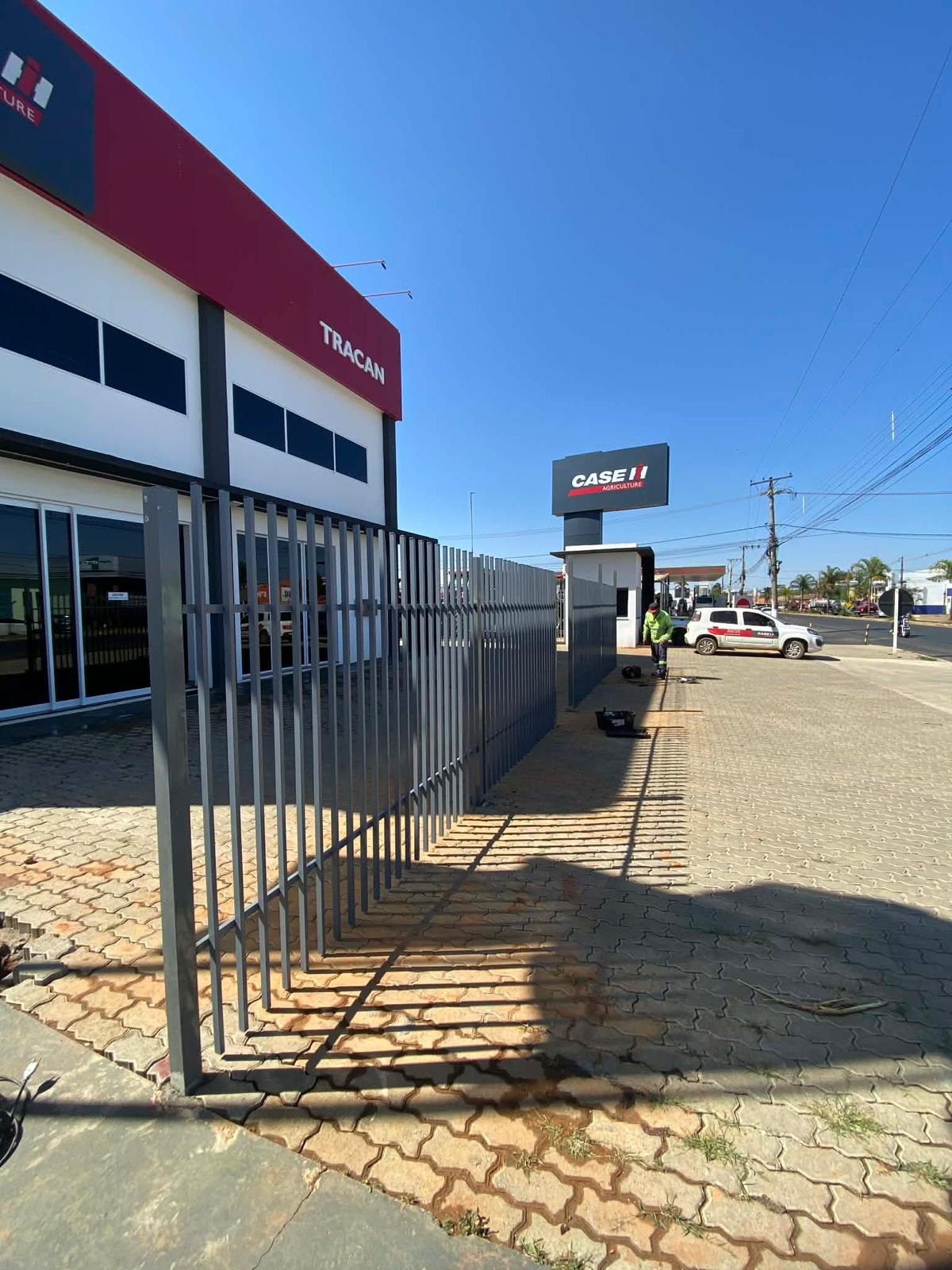 Steel palisade fence and gate installation, commercial property Gold Coast QLD