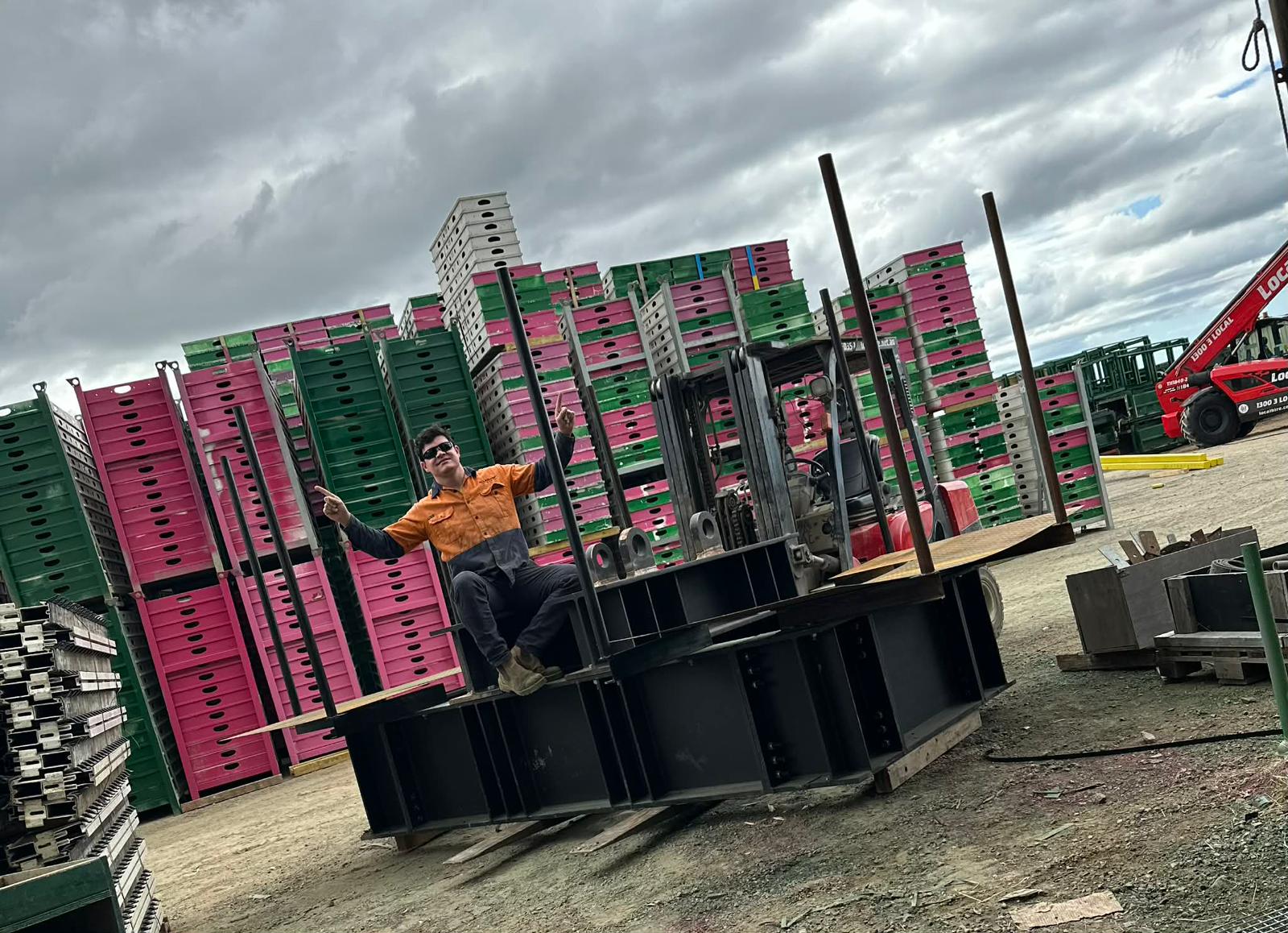 Structural steel and formwork on large construction site, Brisbane QLD